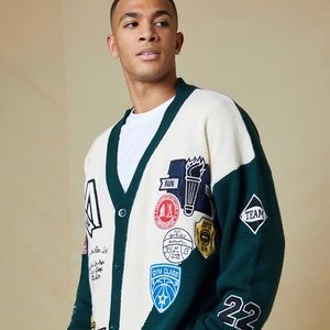 Boohoo Man Oversized Varsity Cardigan